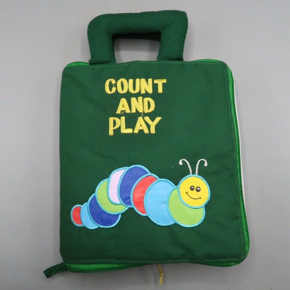 Vintage 1991 Pockets of Learning Soft Cloth Book Count And Play Baby